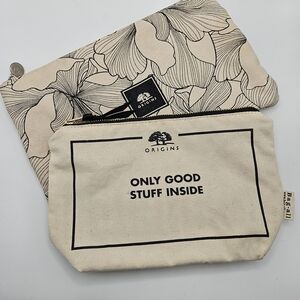 NEW Origins Canvas Makeup Travel Pouch Set of 2